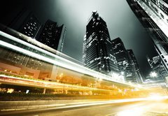 Fototapeta174 x 120  traffic in Hong Kong at night, 174 x 120 cm