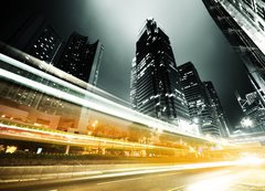 Samolepka flie 200 x 144, 43613625 - traffic in Hong Kong at night - dopravu v Hongkongu v noci