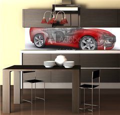 Fototapeta do kuchyn flie 260 x 60, 43833151 - 3D rendered Concepts Sports Car