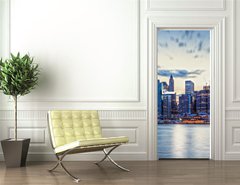 Samolepka na dvee flie 90 x 220  Skyline de New York en fin de journe., 90 x 220 cm