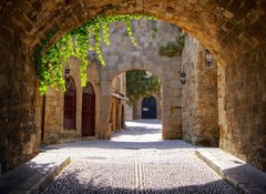 Samolepka flie 100 x 73, 43877162 - Medieval arched street in the old town of Rhodes, Greece - Stedovk obloukov ulice ve starm mst Rhodos v ecku