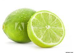 Fototapeta200 x 144  Fresh lime and slice, Isolated on white background, 200 x 144 cm