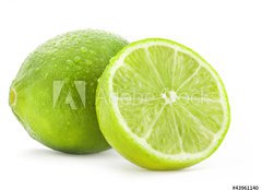 Fototapeta240 x 174  Fresh lime and slice, Isolated on white background, 240 x 174 cm