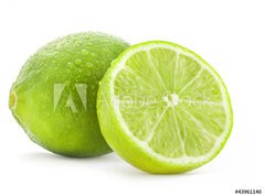 Samolepka flie 270 x 200  Fresh lime and slice, Isolated on white background, 270 x 200 cm