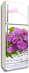 Samolepka na lednici flie 80 x 200  beautiful lilac flowers in basket isolated on white, 80 x 200 cm