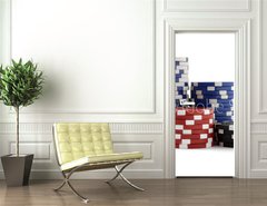 Samolepka na dveře fólie 90 x 220, 44008792 - Casino Chips, Poker Chips - Kasinové čipy, pokerové žetony