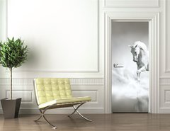 Samolepka na dvee flie 90 x 220  White horse running through water, 90 x 220 cm