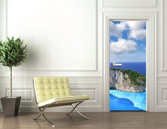 Samolepka na dvee flie 90 x 220  Navagio Beach with shipwreck in Zakynthos, Greece, 90 x 220 cm