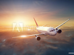 Samolepka flie 270 x 200, 44261036 - Airplane in the sky at sunset - Letadlo na obloze pi zpadu slunce