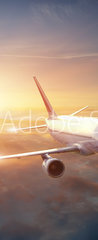 Samolepka na dvee flie 90 x 220, 44261036 - Airplane in the sky at sunset - Letadlo na obloze pi zpadu slunce