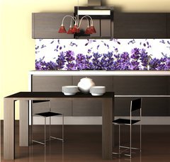 Fototapeta do kuchyn flie 260 x 60  fresh lavender flowers on white, 260 x 60 cm