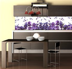 Fototapeta do kuchyně fólie 260 x 60, 44305903 - fresh lavender flowers on white - čerstvé levandule květiny na bílém