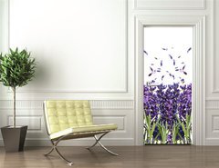 Samolepka na dvee flie 90 x 220  fresh lavender flowers on white, 90 x 220 cm