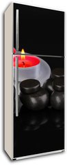 Samolepka na lednici flie 80 x 200, 44325294 - Spa stones with orchid flower and candles isolated on black