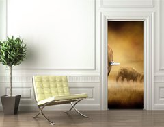 Samolepka na dvee flie 90 x 220  Elephants at sunset, 90 x 220 cm