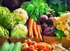 Samolepka flie 100 x 73  Vegetables at a market stall, 100 x 73 cm