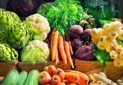 Samolepka flie 145 x 100, 44429396 - Vegetables at a market stall - Zelenina na trhu