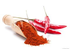 Fototapeta papr 184 x 128, 44581682 - milled red chili pepper isolated on white - mlet ??erven chilli papriky izolovanch na blm