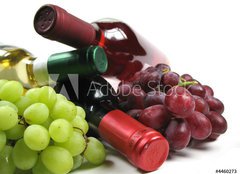 Fototapeta160 x 116  bottles of wine with grapes, 160 x 116 cm