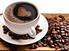 Samolepka flie 270 x 200, 44612633 - Coffee cup and saucer on a white background.