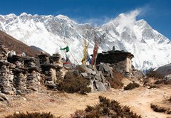 Fototapeta plátno 174 x 120, 44614467 - buddhist prayer walls or prayer stupas in nepal - buddhistické modlitební zdi nebo modlitby stupas v nepálu
