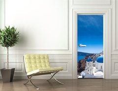 Samolepka na dvee flie 90 x 220  Santorini Churches, 90 x 220 cm