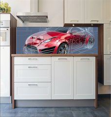 Fototapeta do kuchyn flie 180 x 60  Sports car sketch. Original car design., 180 x 60 cm