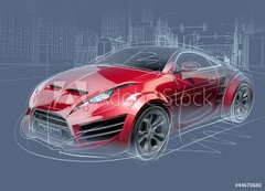 Fototapeta200 x 144  Sports car sketch. Original car design., 200 x 144 cm