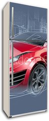 Samolepka na lednici fólie 80 x 200, 44670680 - Sports car sketch. Original car design. - Sportovní náčrt auta. Originální design auta.