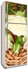 Samolepka na lednici flie 80 x 200, 44718404 - Beautiful white roses on wicker mat close-up