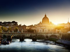 Samolepka flie 270 x 200, 44732029 - view on Tiber and St Peter Basilica