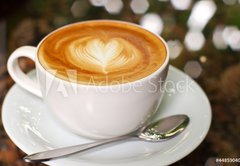 Fototapeta174 x 120  Cappuccino or latte coffee with heart shape, 174 x 120 cm
