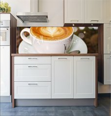 Fototapeta do kuchyn flie 180 x 60  Cappuccino or latte coffee with heart shape, 180 x 60 cm