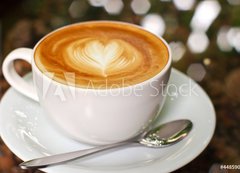 Samolepka flie 200 x 144, 44859040 - Cappuccino or latte coffee with heart shape - Cappuccino nebo latte kva s tvarem srdce