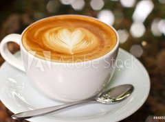 Samolepka flie 270 x 200  Cappuccino or latte coffee with heart shape, 270 x 200 cm