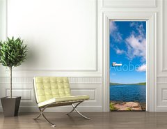 Samolepka na dvee flie 90 x 220  Blue and White in Canoe Country, 90 x 220 cm