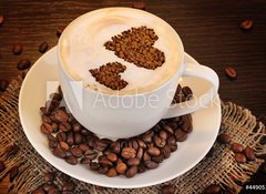 Samolepka flie 100 x 73  Latte on wooden table on brown background, 100 x 73 cm