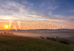 Fototapeta184 x 128  Val d Orcia after sunrise with photographer, Tuscany, Italy, 184 x 128 cm