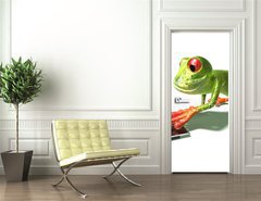 Samolepka na dveře fólie 90 x 220, 4498529 - Grenouille devant un ordinateur portable - Grenouille pochází z přenosného přenosného počítače