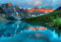 Samolepka flie 145 x 100, 45095927 - Moraine Lake Sunrise Colorful Landscape
