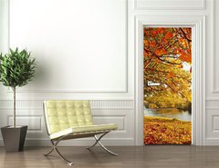 Samolepka na dvee flie 90 x 220  Beautiful Autumn in the park, 90 x 220 cm