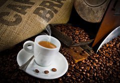 Fototapeta papr 184 x 128, 45158931 - Coffee smoking on the coffee beans background