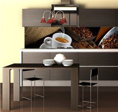 Fototapeta do kuchyn flie 260 x 60, 45158931 - Coffee smoking on the coffee beans background