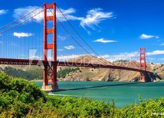 Fototapeta200 x 144  Golden gate bridge vivid day landscape, San Francisco, 200 x 144 cm