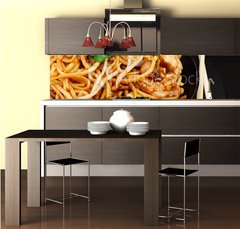 Fototapeta do kuchyn flie 260 x 60  chicken chow mein, 260 x 60 cm