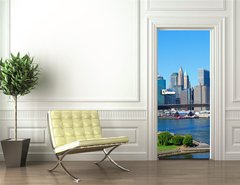 Samolepka na dvee flie 90 x 220  New York City Skyline and Brooklyn Bridge, 90 x 220 cm