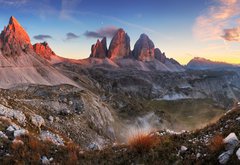 Fototapeta145 x 100  Sunset mountain panorama in Italy Dolomites  Tre Cime, 145 x 100 cm