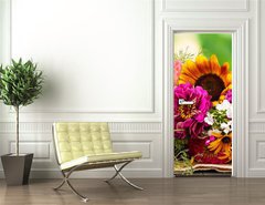 Samolepka na dvee flie 90 x 220  Beautiful bouquet of bright flowers, 90 x 220 cm