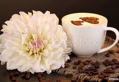 Samolepka flie 145 x 100, 45499614 - Latte on wooden table on brown background