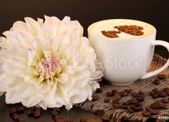 Fototapeta160 x 116  Latte on wooden table on brown background, 160 x 116 cm